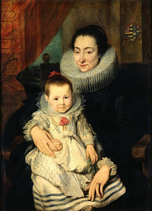 Marie Clarisse (?), wife of Jan Woverius, with their daughter, 1619, Antoine van Dyck