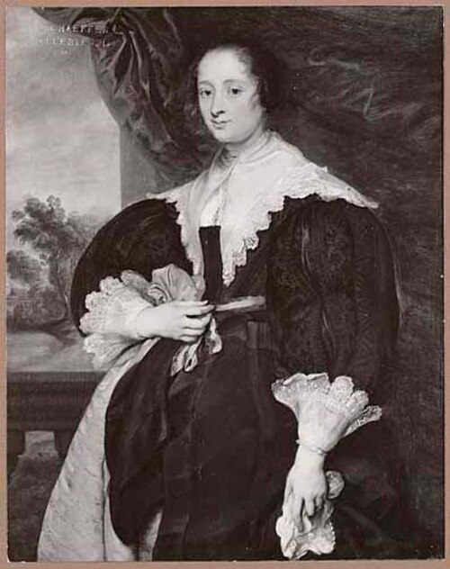 Portrait of a woman, standing before a landscape, 1635, Antoine van Dyck