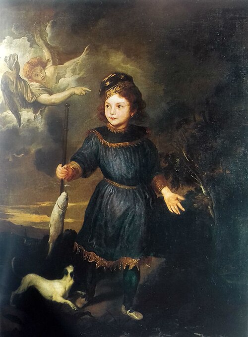 Portrait of a child, possibly Tobio Pallavicino as Tobias and the Angel, 1621, Anthony van Dyck