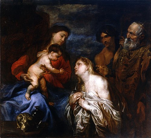 The Virgin and Child with the three repentant Sinners, Mary Magdalene, king David and the Prodigal S, 1627, Antoine van Dyck