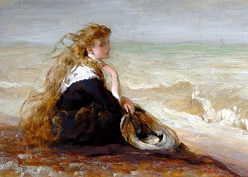 Girl Seated by Shore, 1878, George Elgar Hicks