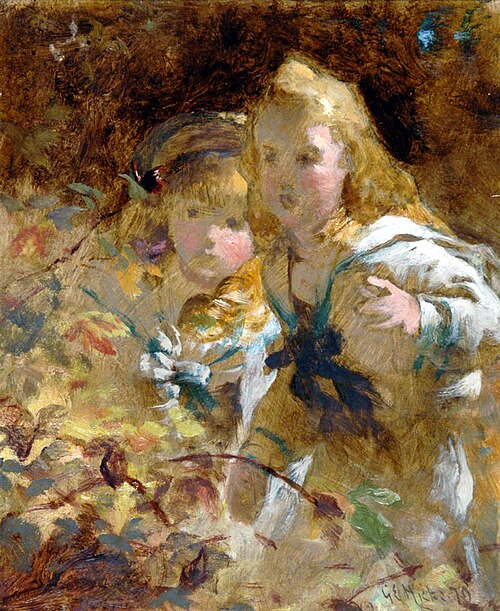 Sketch of Mrs Chas Rose's Two Boys, 1879, George Elgar Hicks