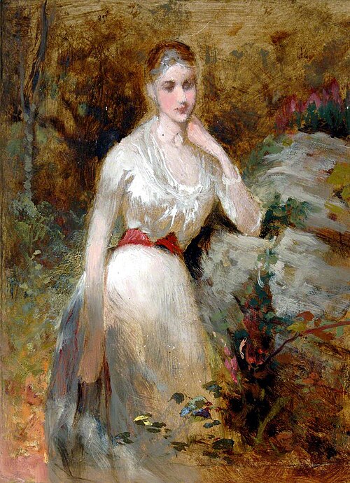 Woman in White Dress with Red Sash, 1879, George Elgar Hicks