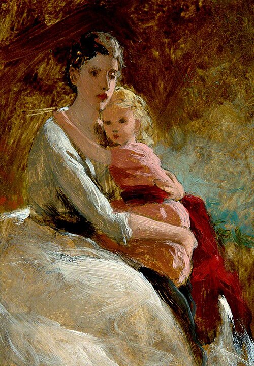 Mother with Child in Pink Dress, , George Elgar Hicks