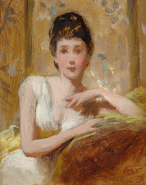 Seated Girl in White Dress, , George Elgar Hicks