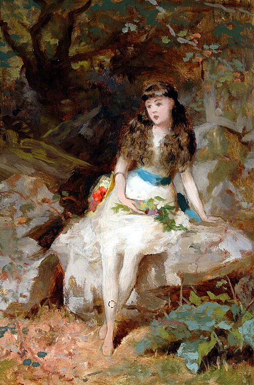 Seated Girl in Wood, , George Elgar Hicks