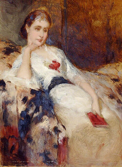 Lady with Red Book, , George Elgar Hicks