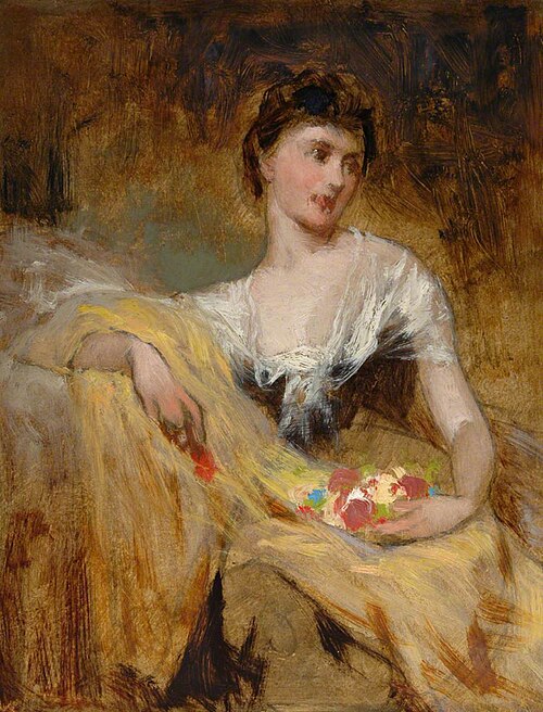 Seated Lady with Flowers, , George Elgar Hicks