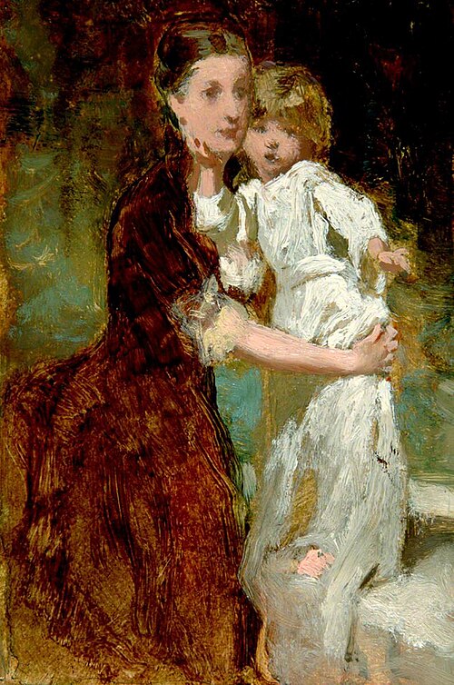 Mother with Child in White Dress, , George Elgar Hicks
