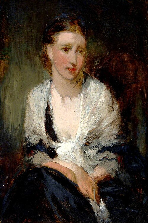 Seated Lady in White Shawl, , George Elgar Hicks