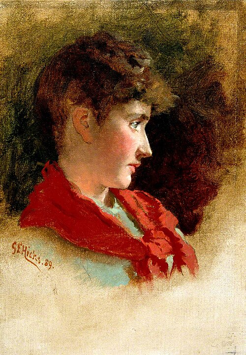 Young Woman's Head, , George Elgar Hicks