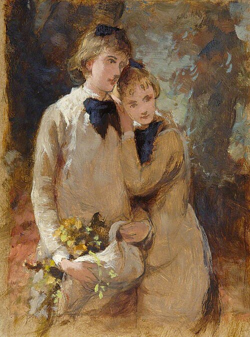 Two Girls Standing, , George Elgar Hicks
