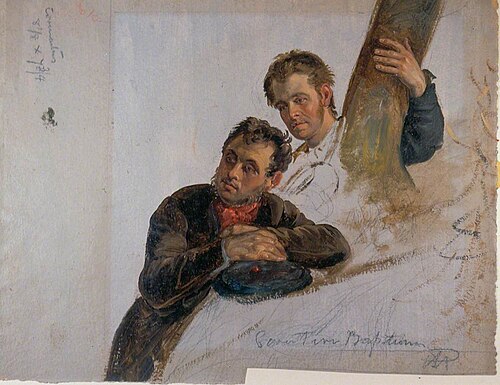Two Men Looking at a Baptism, 1831, George Harvey