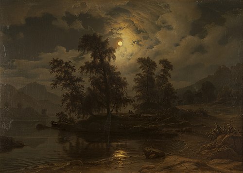 Landskap i måneskinn, 1852, Knut Andresen Baade