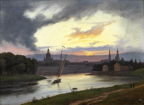 Dresden at Sunset, 1838, Knut Andresen Baade