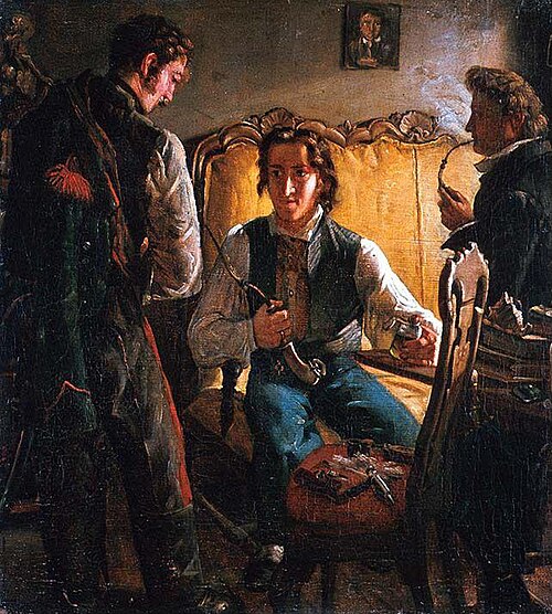 Men smoking Pipes, 1843, Knut Andresen Baade