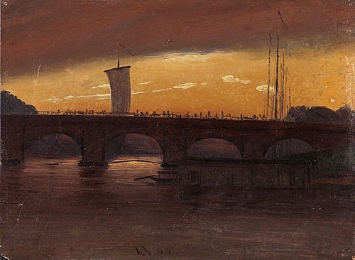 View of Dresden with the Augustbrücke, 1844, Knut Andresen Baade