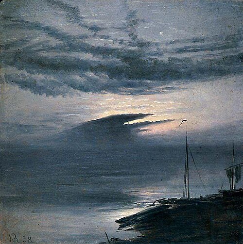 The Elbe by Moonlight, 1838, Knut Andresen Baade