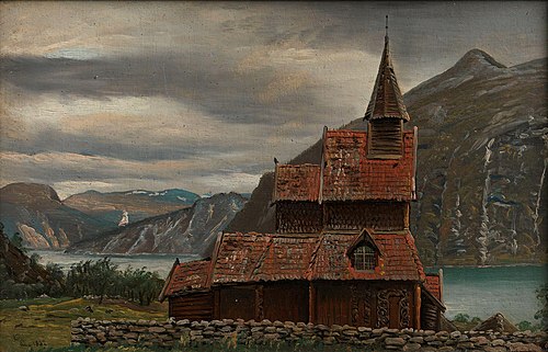 Urnes Stave Church in Sogn, 1832, Knut Andresen Baade