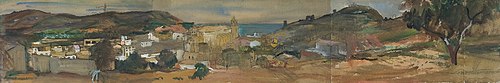 Španělská krajina – Skica k pohledu na Tossa del Mar, 1935, Georges Kars