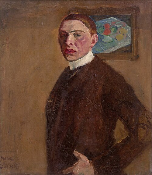 Selbstbildnis - auf der Rückseite eine Aktzeichnung, 1908, Georges Kars
