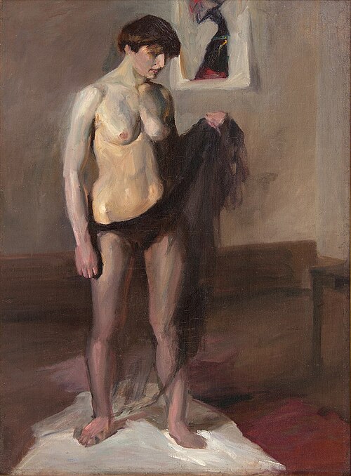 Standing female nude with drapery, 1904, Georges Kars