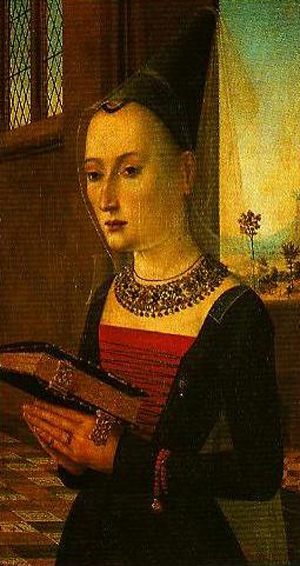 Portrait of Maria Bonciani (on the reverse: the annunciation: the angel Gabriel), 1487, Maître des Portraits Baroncell