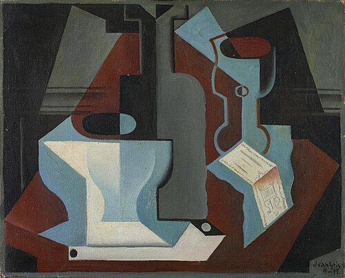 Carafe, bol et verre, 1919, Juan Gris
