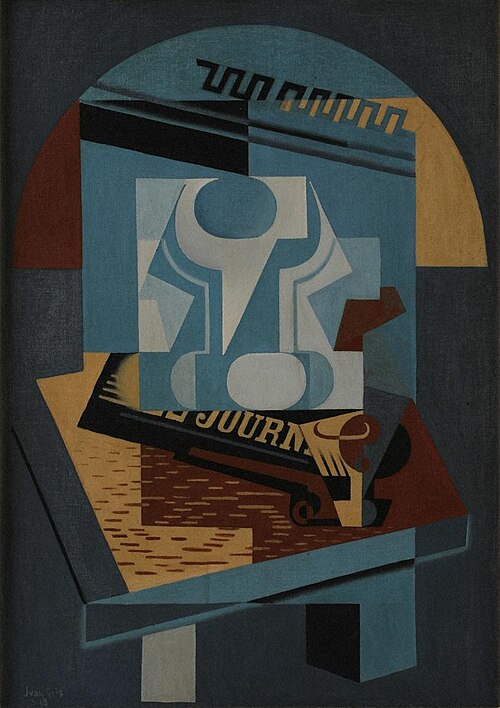 Fruit-Dish and Newspaper, 1918, Juan Gris