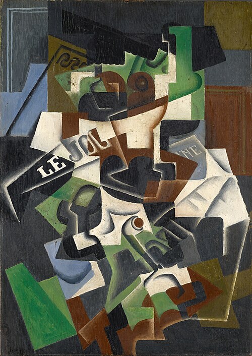 Fruit Bowl, Pipe and Journal, 1917, Juan Gris