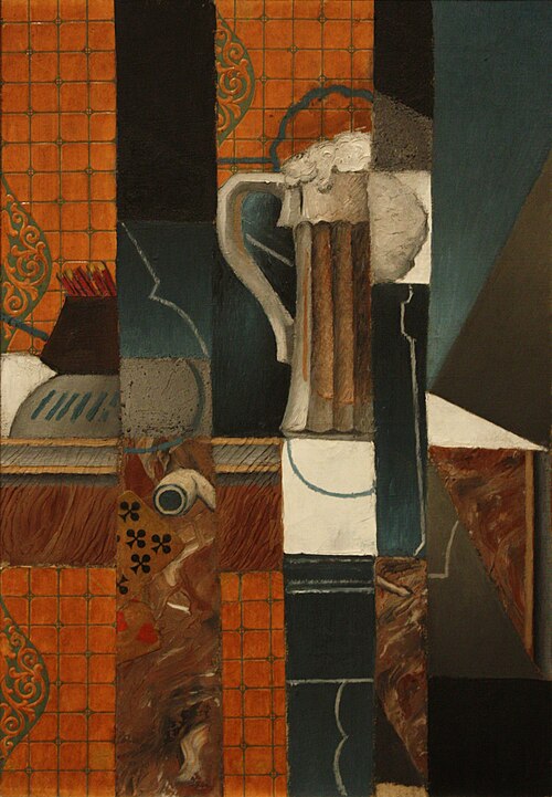 Cartes à jouer et verre de bière, 1913, Juan Gris