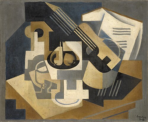 Guitar and Fruit Bowl on a Table, 1918, Juan Gris