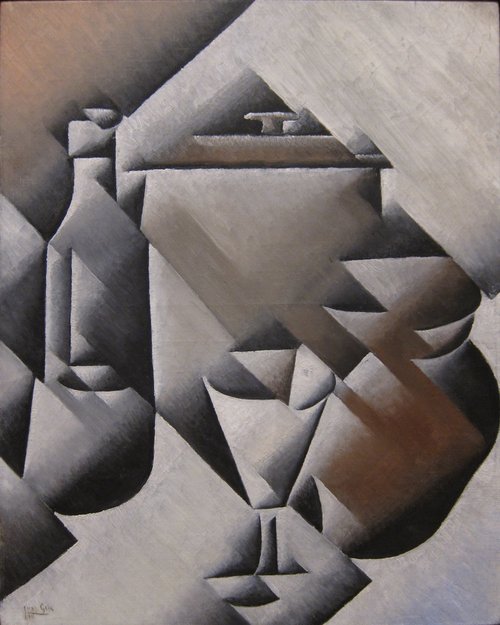 Jar, Bottle and Glass, 1911, Juan Gris