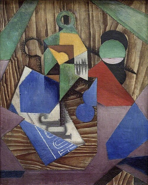 Bottle of Rum and Newspaper, 1913, Juan Gris