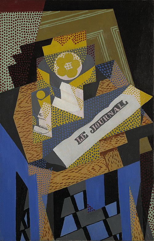 Newspaper and Fruit Dish, 1916, Juan Gris