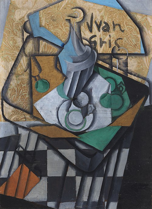 Carafe, Cups and Glasses, 1913, Juan Gris