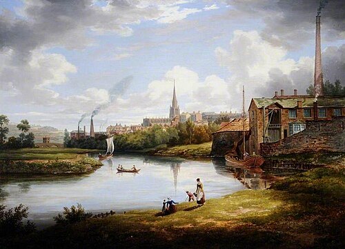 View of Rotherham, South Yorkshire, 1830, William Cowen