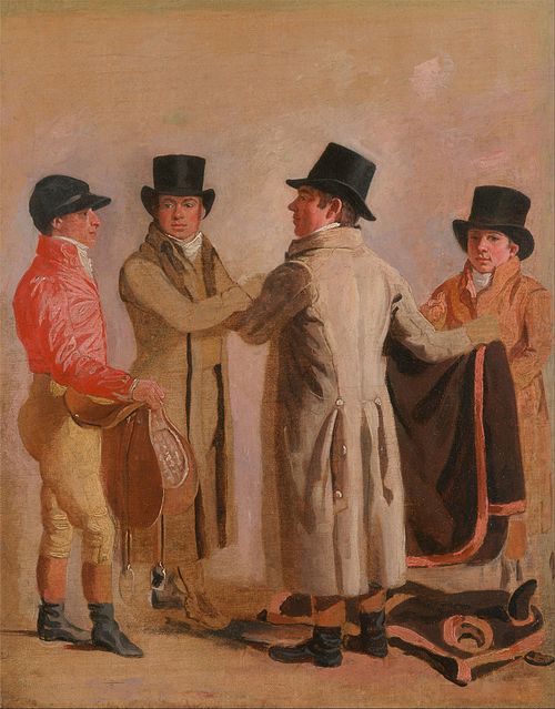 The Jockey Frank Buckle, the Owner-Breeder John Wastell, his Trainer Robert Robson, and a Stable-lad, 1802, Benjamin Marshall