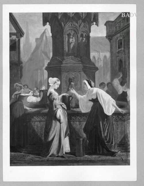Marthe and Gretchen at the well, 1843, German von Bohn