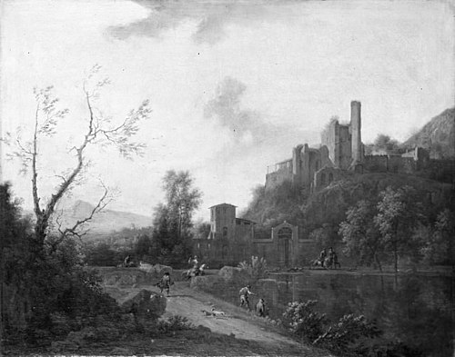 Mountain Scenery with a Castle, 1691, Nicolaas Piemont