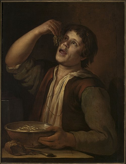 Un Homme mangeant des nouilles., 1656, Johann van der Meer