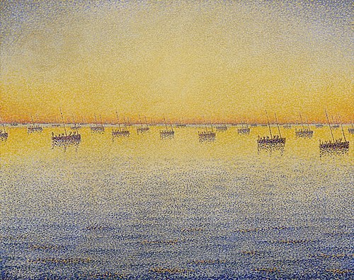 Soleil couchant, pêche à la sardine, Concarneau, 1891, Paul Signac