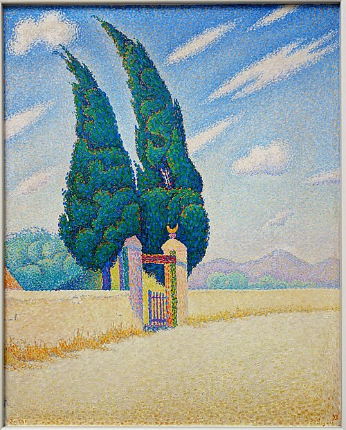 Deux cyprès, 1893, Paul Signac