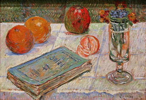 Still life with book, 1883, Paul Signac