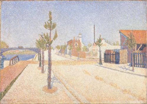 Quay at Clichy, Sun, 1887, Paul Signac