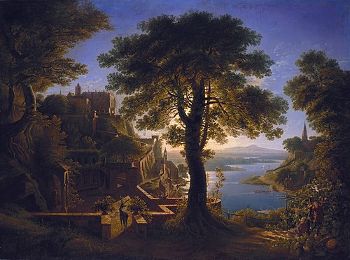 Castle by the River, 1820, Karl Friedrich Schinkel