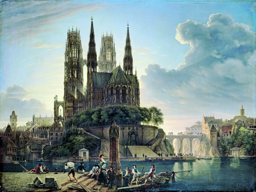Gothic Cathedral by the Water, 1813, Karl Friedrich Schinkel