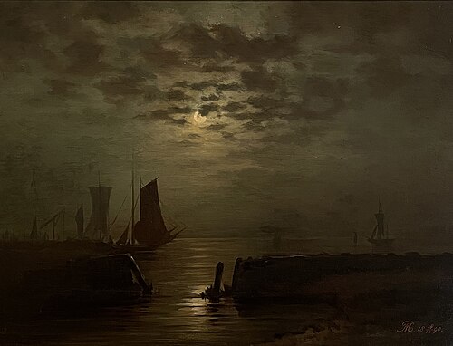 Ships in the moonlight, 1890, Piet Mondrian