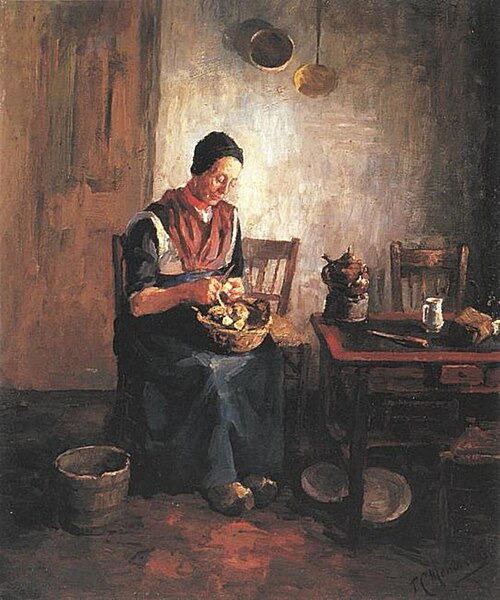Woman peeling potatoes, 1893, Piet Mondrian