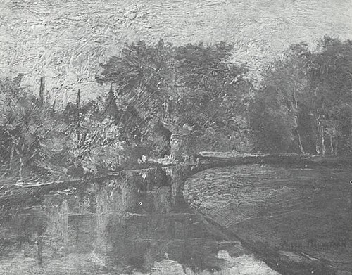 Stream bordered by wooded landscape, 1895, Piet Mondrian